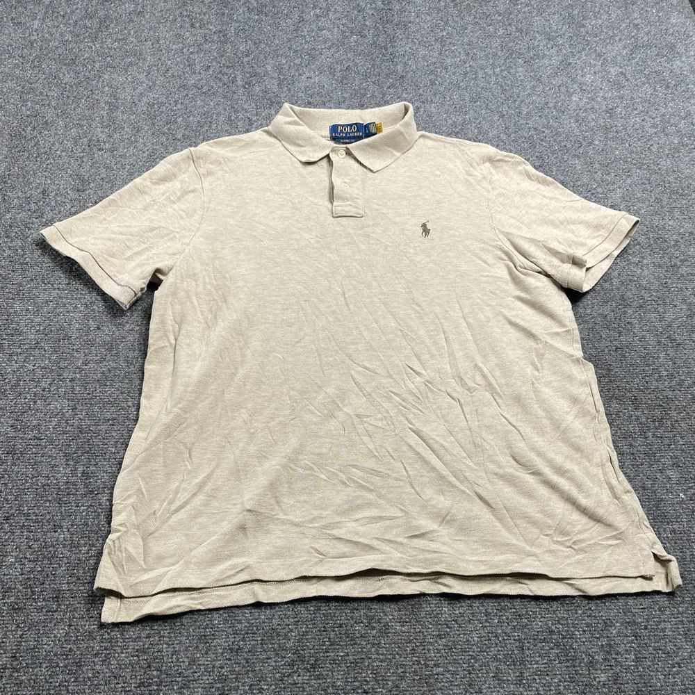 Men's Classic Fit Polo Short Sleeve Shirt Beige Size Large