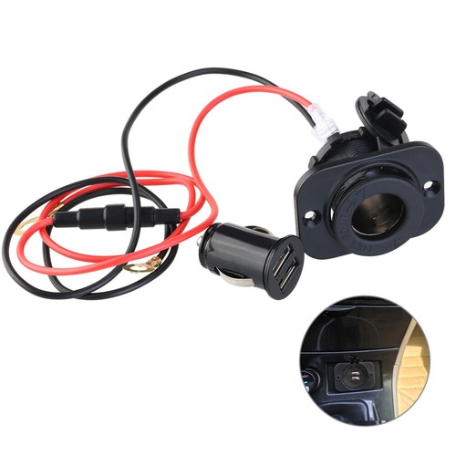 Dual USB Adapter Practical Cigarette Lighter Socket Car Supplies Motorcycle Auto - 第 1/9 張圖片