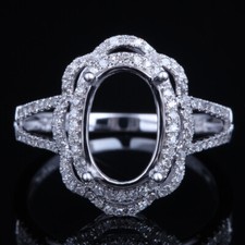 925 Sterling Silver Semi Mount Ring Setting 11x7mm Oval Solitaire Wedding Ring