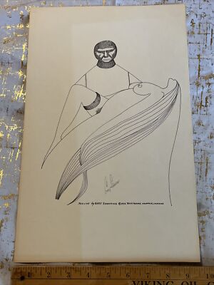 1972 Gary Simmons Pen & Ink Bertram's Nashville Indiana Art Work Man & Woman VTG