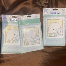 3 Packs 30 - NEW Cute Unisex Baby Birth Announcements Boy Girl Lot Bundle Green