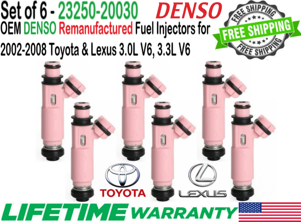 #23250-20030 OEM Denso x6 Fuel Injectors For 2006, 07, 2008 Lexus RX400H 3.3L V6 Foto 2 de 4