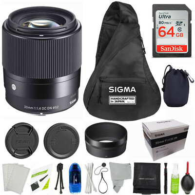 Sigma 30mm f/1.4 DC DN Lens for Sony E-Mount with Essentials Accessory Bundle