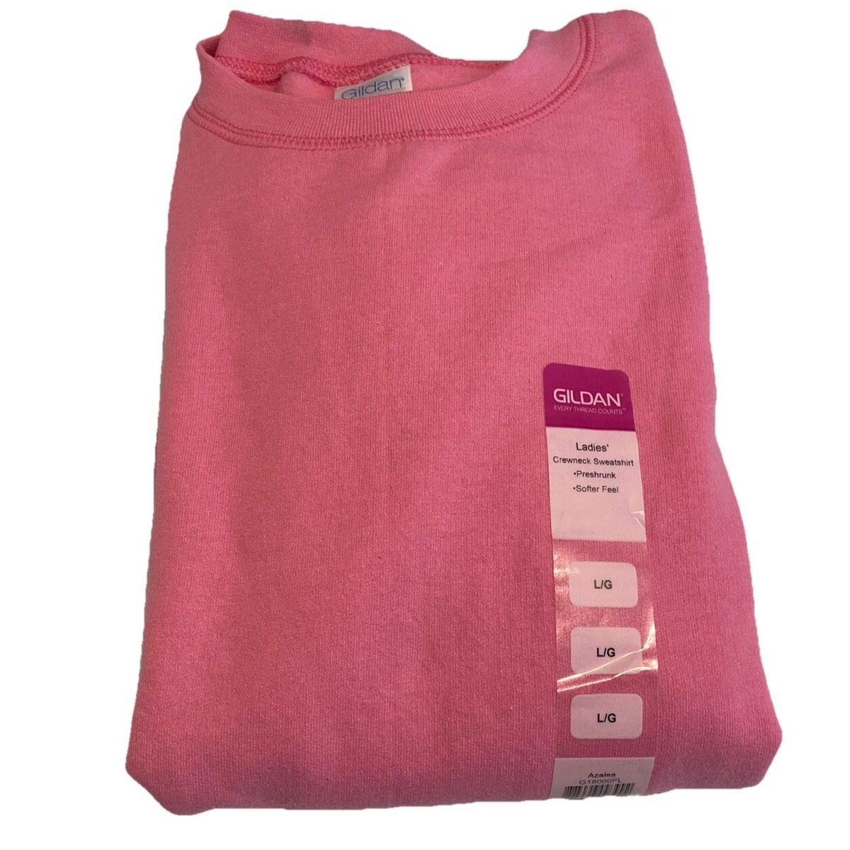 Gildan Heavy Blend Ladies Pink Long Sleeve Crewneck Sweatshirt L/G NWT - Main Image