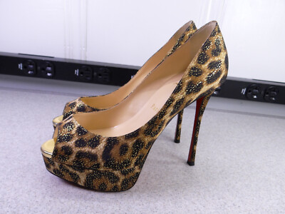 Women's Christian Louboutin Cheetah Fur Print Louis Vuitton Heel