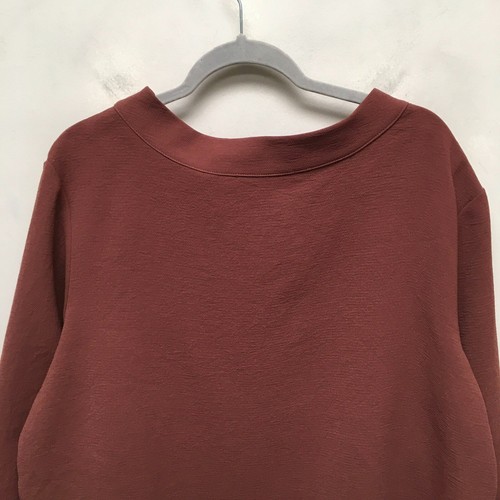 Beau Jours Womens Cognac Long Sleeve Boat Neck Zip Front Casual Saki Top XL - 第 5/8 張圖片