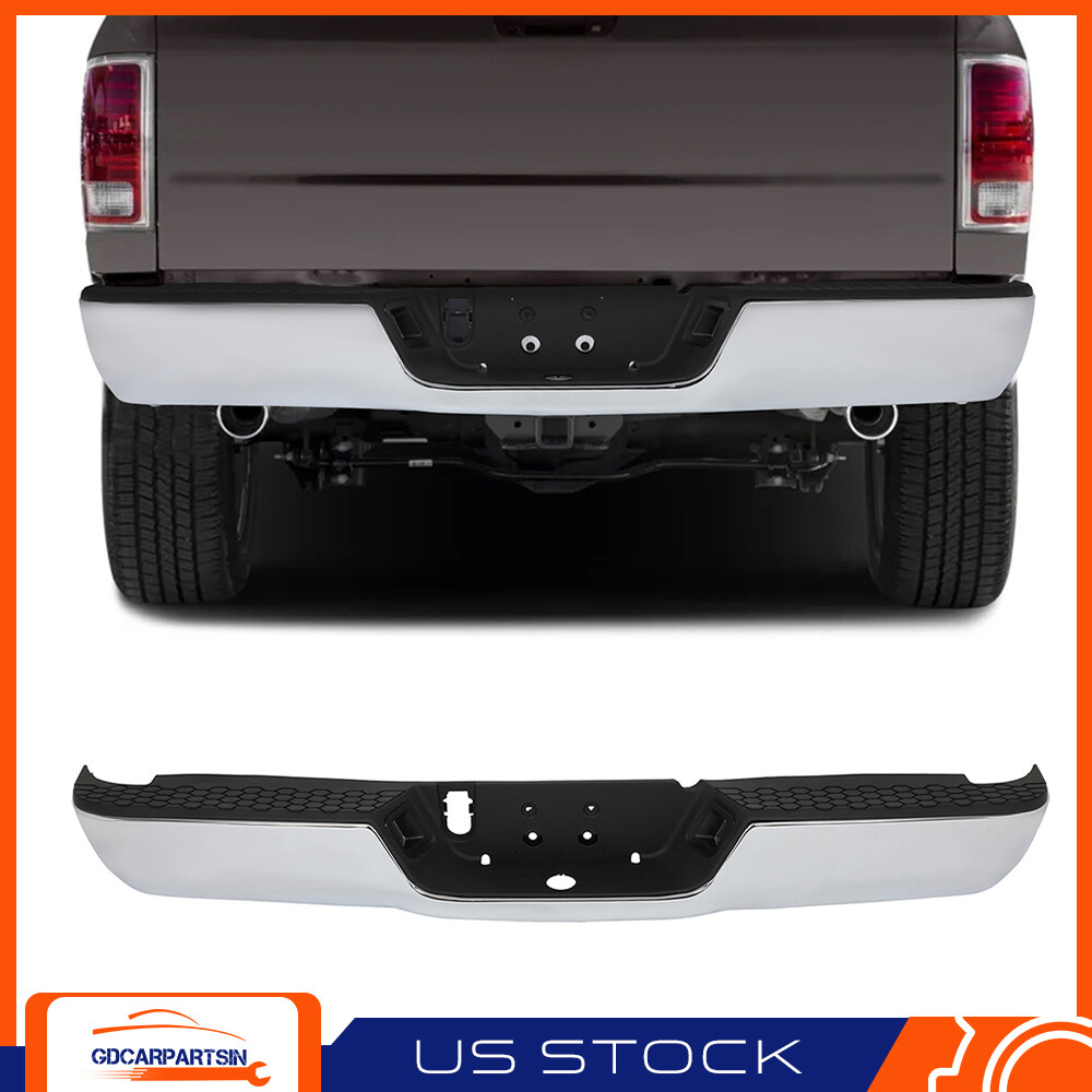 Chrome Steel Rear Bumper for 2009-2018 Dodge RAM 1500 W/O Sensor & Dual Exhaust