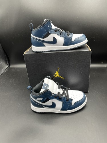Nike TODDLER Size 8c Air Jordan 1 Mid (TD) Shoes Armory Navy 640735-411 - 第 3/6 張圖片