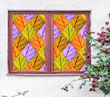 3D Lattice Leaf A851 Window Film Print Sticker Cling Stained Glass UV Sinsin