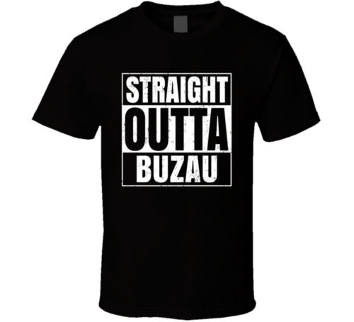 T-shirt Straight Outta Buzau Roumanie Compton Parodie Grunge City - Photo 1/2