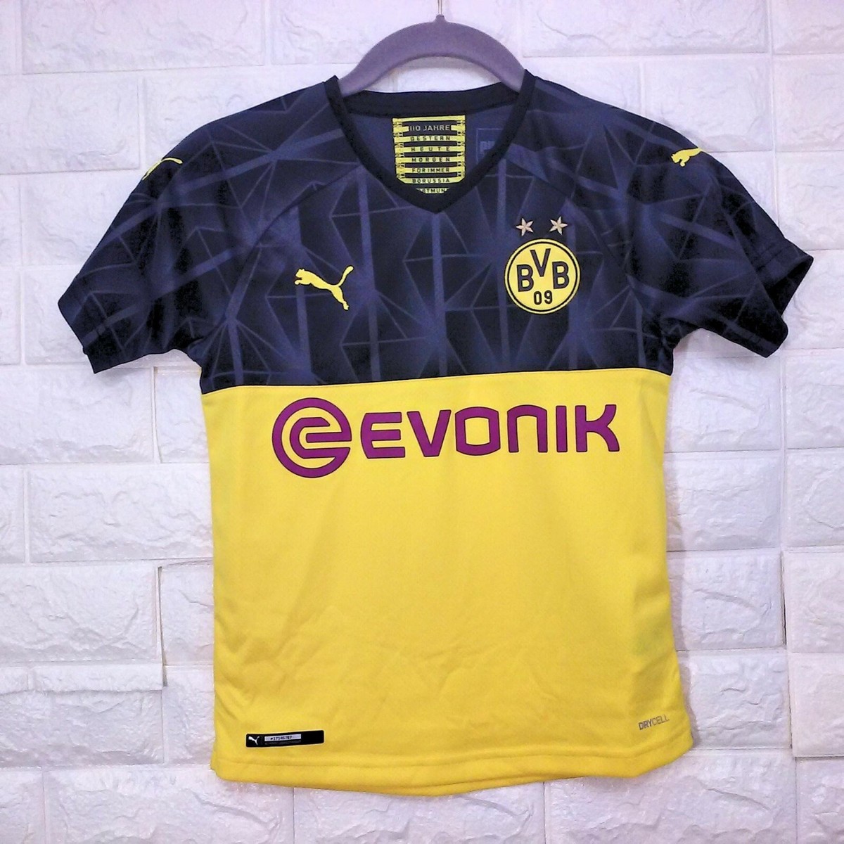 NWT Puma BVB 09 Cup Shirt Replica Jr. Sz-M Yellow Black