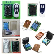 1/2/4//6/8/12/15 Channel Wireless RF Remote Control DC 12V Transmitter+ Receiver