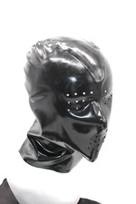 BLACK LATEX HOOD TIGHT RUBBER MASK BONDAGE FETISH KINK HANDMADE ZIPPER S M L UK