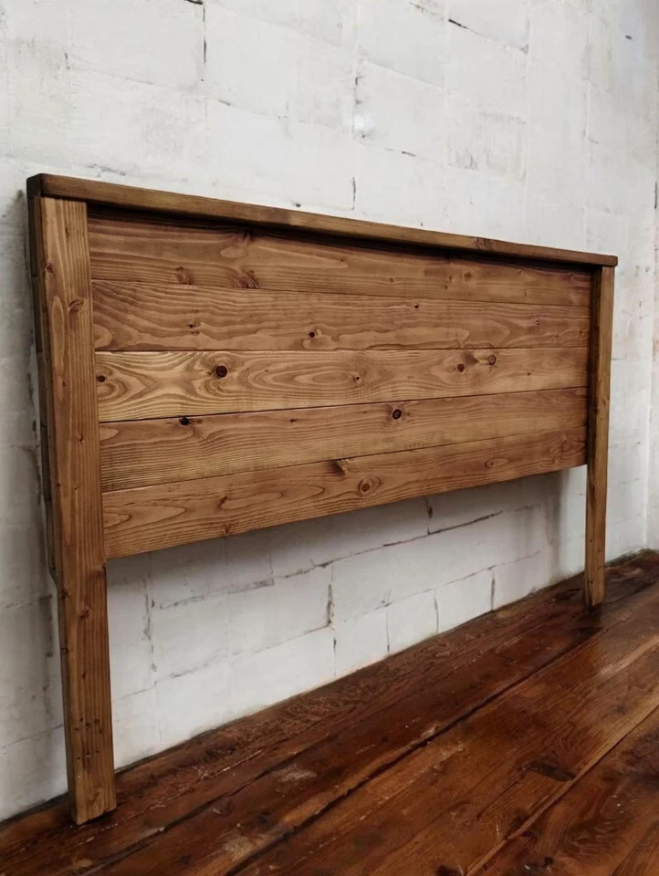 Cabecero de madera maciza artesanal teñido de roble dorado tamaño king hecho en EE. UU. HBKGO Foto 3 de 4