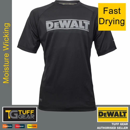 Official Dewalt T-Shirt Mens Work Top Chest Logo Moisture Wicking Vented Sides