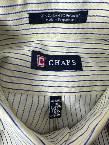 Camicia Chaps Ralph Lauren uomo taglia M a righe gialle manica lunga - Foto 7 di 9
