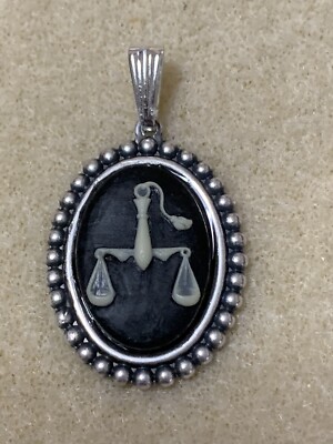 NEW LISTING**HUGE SALE **VINTAGE   ZODIAC PENDANT. black/silver-NEW- ''LIBRA''
