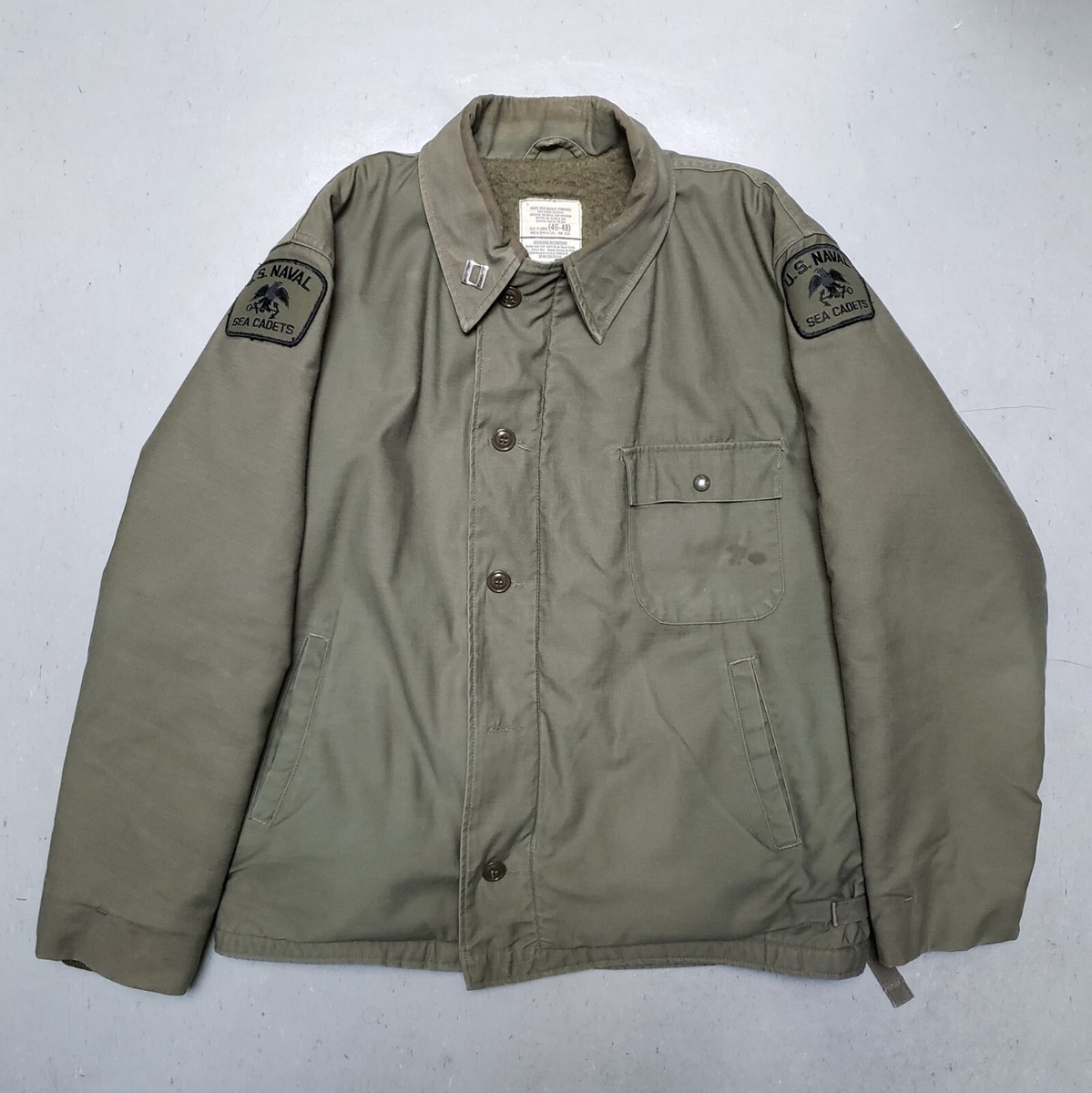 Vtg USN A-2 Deck Jacket w NAVAL SEA CADET Patch US NAVY