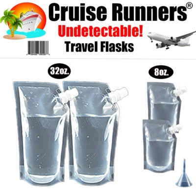 CRUISE RUNNERS RUM RUNNERS Cruise Ship Flask Kit Rum Runners Cruise Sneak Liquor Alcohol Booze Bag Plastic
