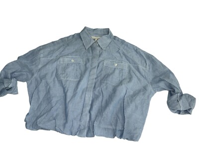 Current/Elliott Women's Striped Shirt Size Small Blue Long Sleeve
