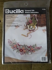 Bucilla Table Runner Bouquets of Silk” Table Runner 41228 Stamped Silk NIP Vtg