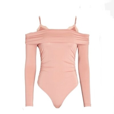 JONATHAN SIMKHAI NIGHT NIGHTSquare Neckline Long Sleeve Bodysuit w/ Tags size L
