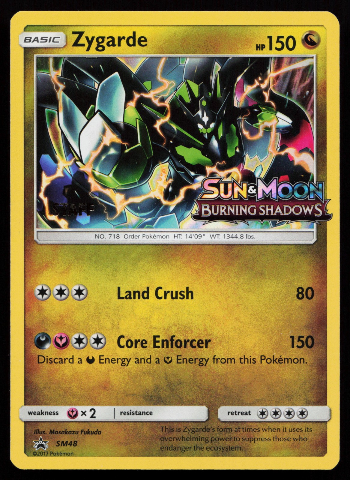 Zygarde SM48 Promo SM Promos STAFF Stamped Pokémon Card