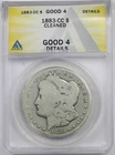 1883-CC $1 ANACS Good G 4 Details Morgan Silver Dollar