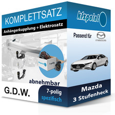 Für Mazda 3 Stufenheck 18- G.D.W. Anhängerkupplung abnehmbar + 7polig E-Satz AHK
