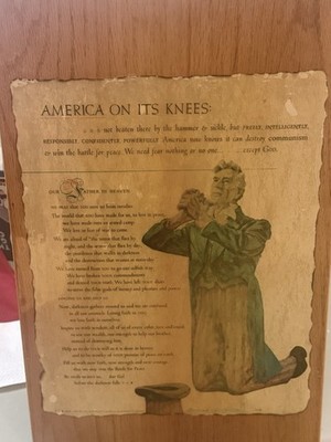 1952 America on It's Knees Uncle Sam Praying Conrad Hilton Address 11x13 Poster