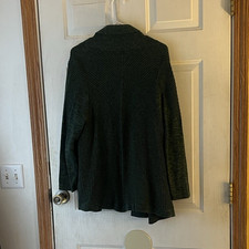 CJ Banks Womens Green Solid Knit Open Front C...