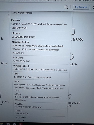 Lenovo ThinkPad P1 Gen 4 Xeon W-11855M 64GB ECC Mem 1TB SSD 4K Screen RTX A2000 - Bild 3 von 18