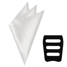 Men's Solid Color Pocket Square with Holder White Handkerchief for Wedding