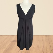 Ann Taylor $119 Little Black Dress Sz M Sleeveless Knee Length Draped Front Sexy