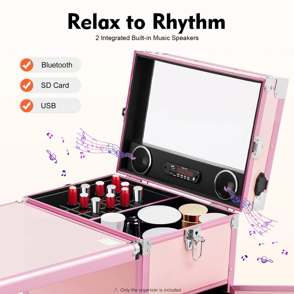 Escritorio para Uñas Estación Móvil Maquillaje Rodante Tren Estuche Mesa de Manicura con Altavoz Foto 4 de 4