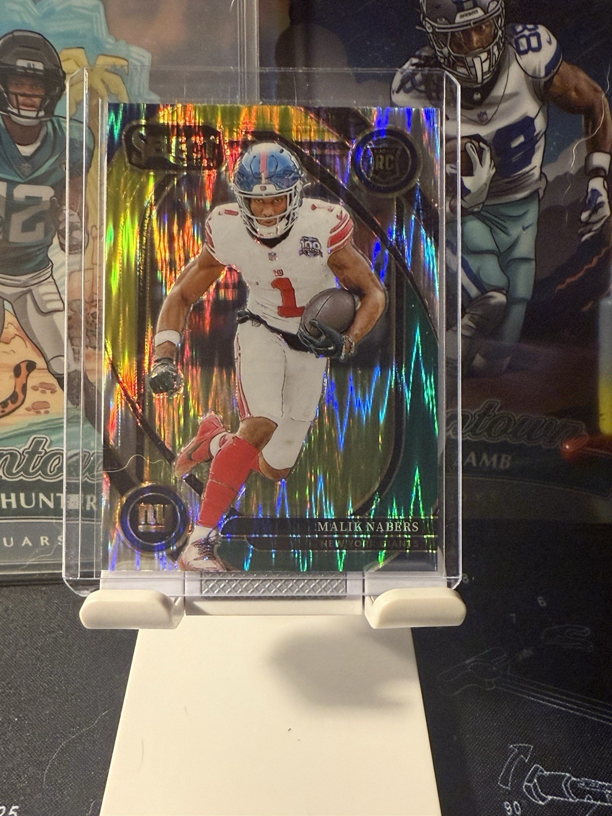 2024 Panini Select Club Level Malik Nabers #220 Green Yellow Shock Prizm (RC)