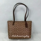 COACH Fiona Zip Tote Bag In Signature Canvas CBT18 Gold/Tan/Brown NWT