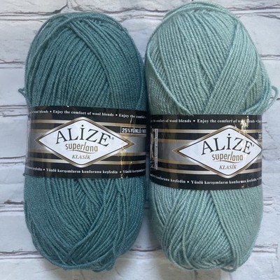 Alize Superlana Klasik wool Blend Yarns 2 Pcs 25% wool 75% Acrylic