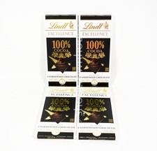 4 Lindt Excellence 100 COCOA Unsweetened Chocolate Bar 1.7oz 09/30/2026