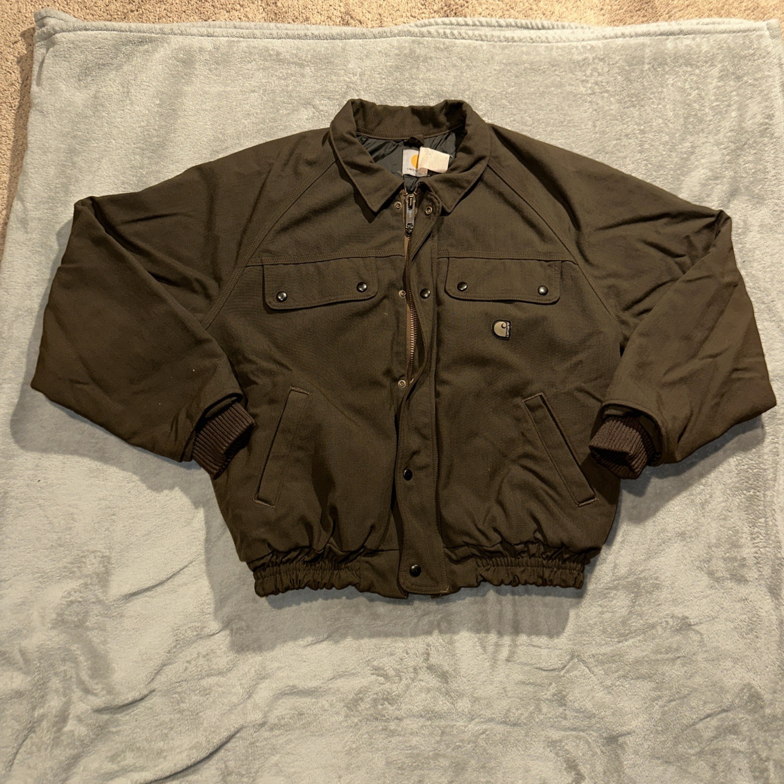 Vintage Men’s Carhartt J70 Dark Brown Lined Bomber Jacket XL