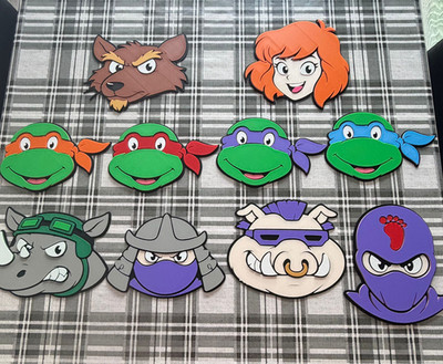 Decorative TMNT Teenage Mutant Ninja Turtles Character Faces wall Sign Display