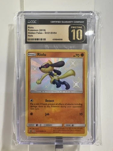 CGC 10 PRISTINE Riolu SV21/SV94 2019 Hidden Fates Shiny Vault Holo