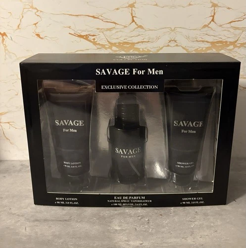 Savage Men's Gift Set 100ml Eau De Parfum Gift For Him Mens Lotion Shower Gel