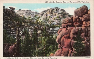 Wyoming Sherman Hill Solid Granite Canyon On Lincoln Highway Vtg Postcard I40