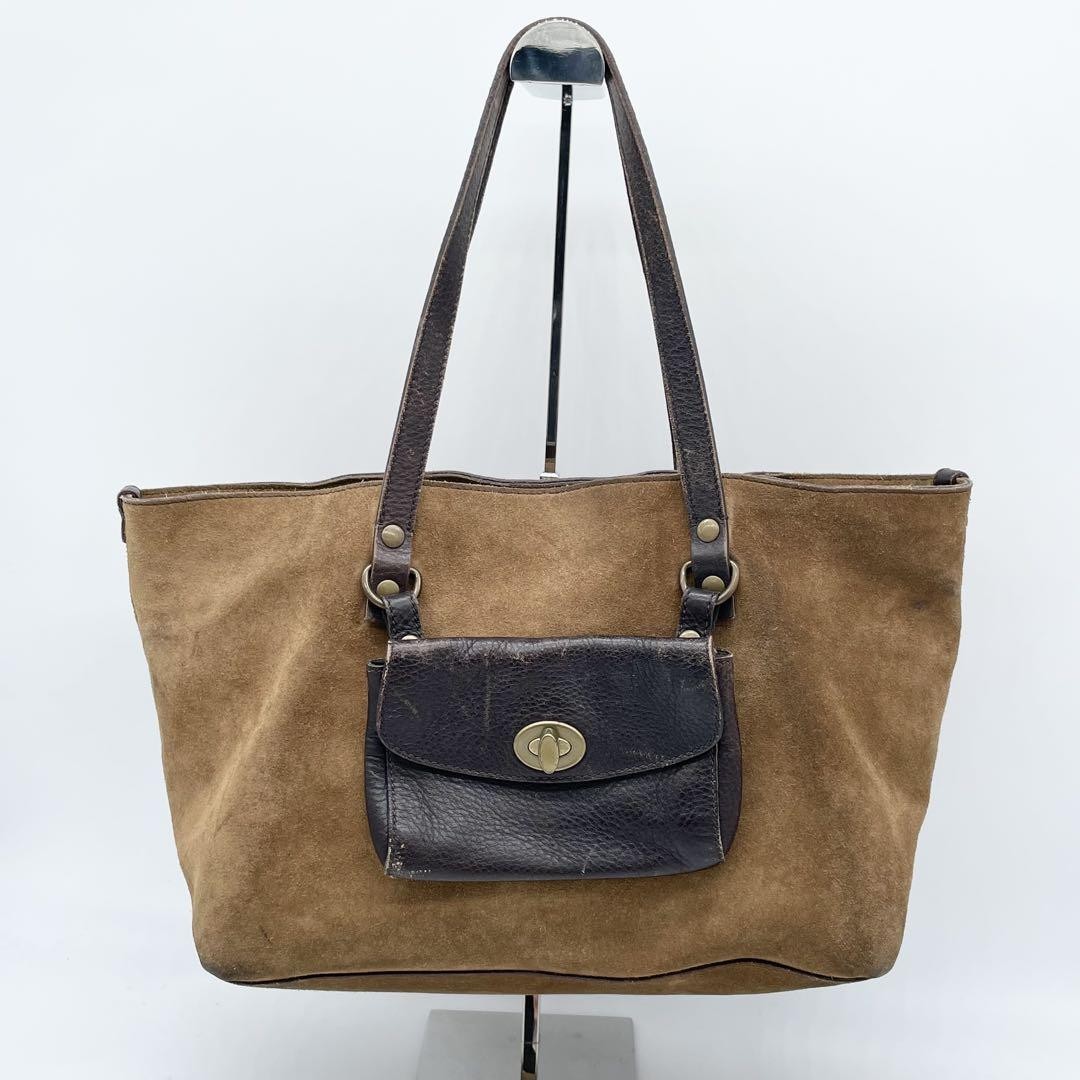 Miu Miu Archive Handbag Tote Bag Suede Leather Brown Turn