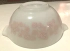Vintage PYREX 442 Gooseberry Cinderella Mixing Bowl pink on white 1 1/2 1.5 QT