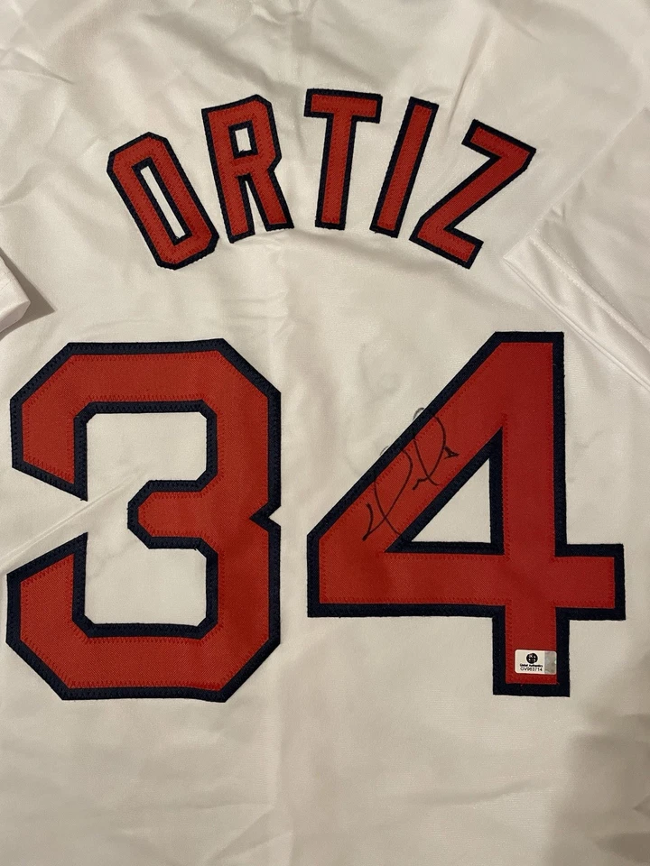 Camiseta deportiva blanca personalizada firmada por David Ortiz Big Papi MLB HOF Boston Red Sox certificado de autenticidad Foto 3 de 4