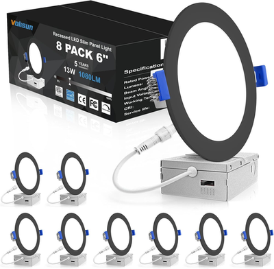 #ad #ad 8 Pack 6 Inch Recessed Lighting 5CCT LED Recessed Light Black 2700K 5000K Sele $97.66