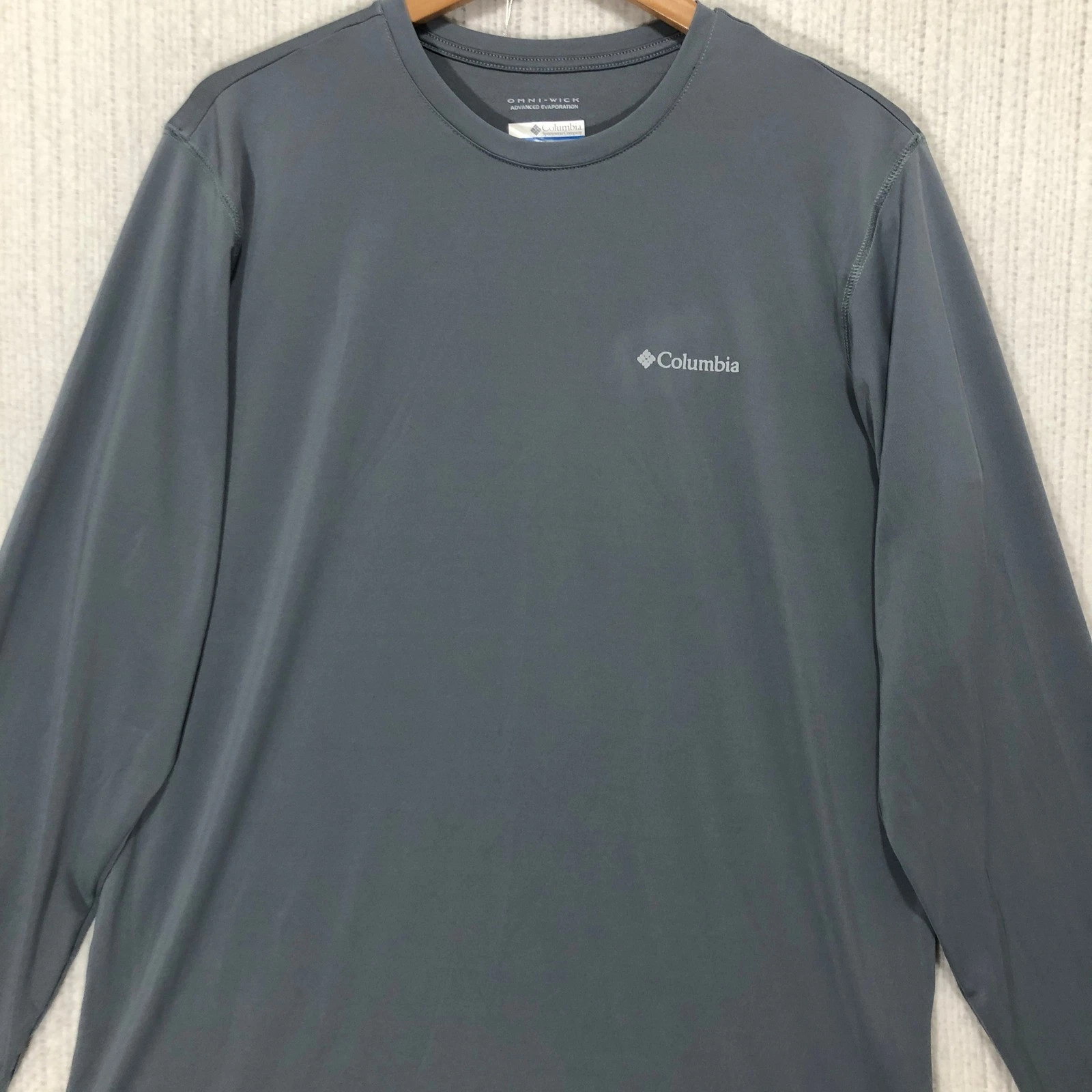 Columbia Omni Wick Long Sleeve Shirt Mens M Gray Polyester Moisture Wicking