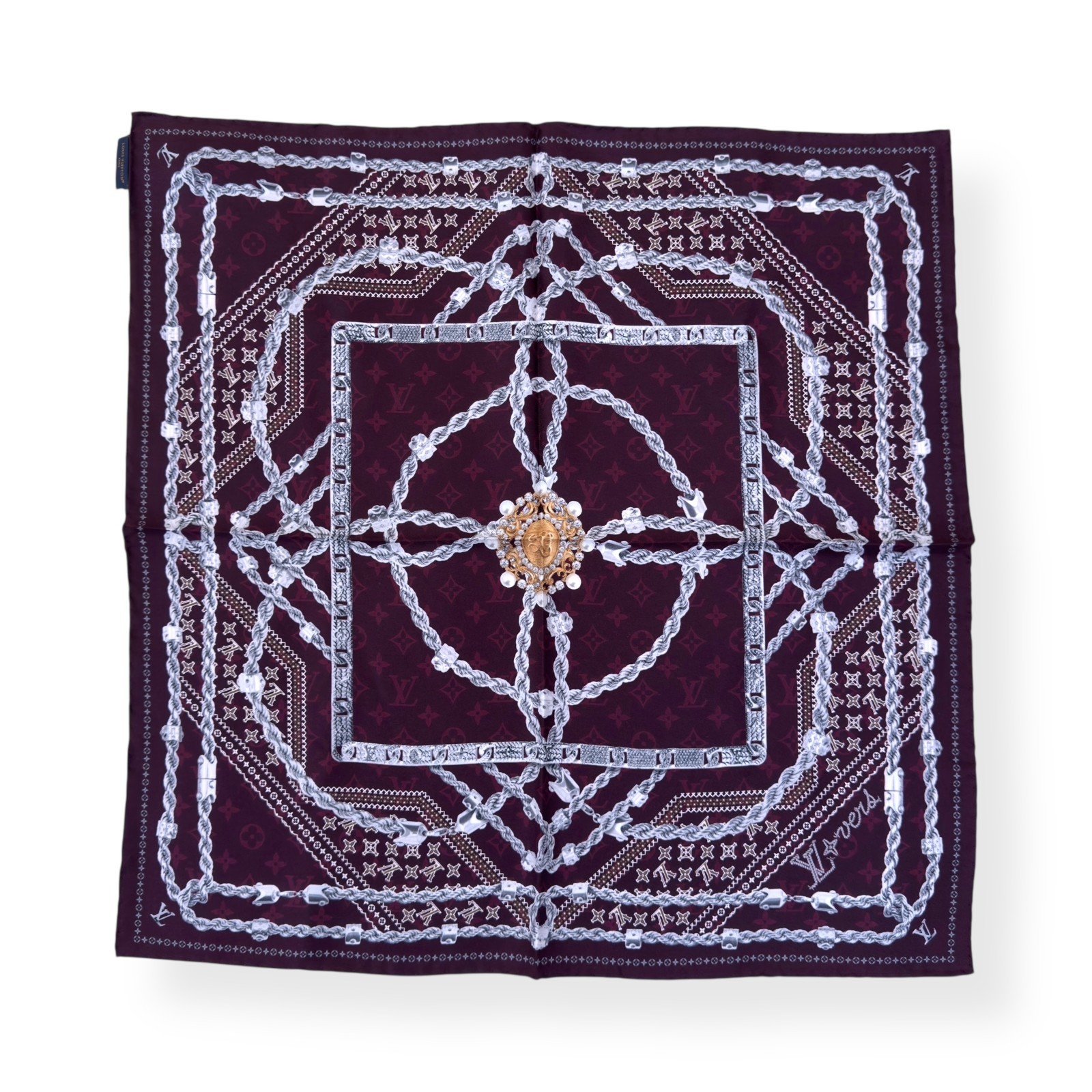 LOUIS VUITTON LV DYNASTY SILK BANDANA BURGUDNY RRP£440